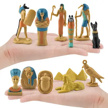 12 Парчета От Древни Египетски Фигури, Новост Египетски Орнаменти Бастет Крал Тутанкамон