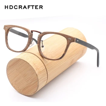 Рамки За Очила по Рецепта HDCRAFTER, Рамки За Оптични Точки от Масивно Дърво с Прозрачни Лещи, Рамки За Очила от Дърво За Мъже и Жени